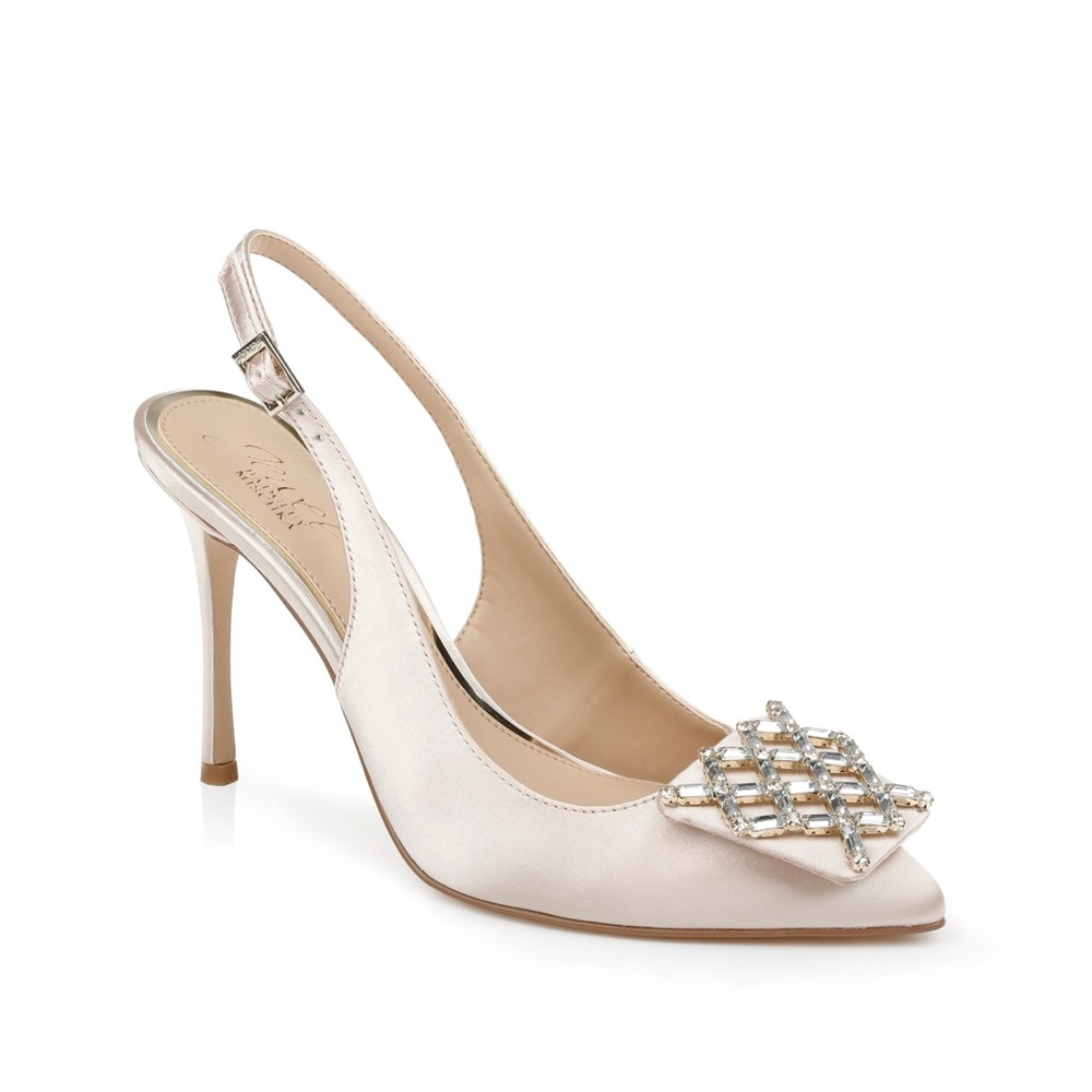 Badgley Mischka Slingback Heels with Crystal Embellishments